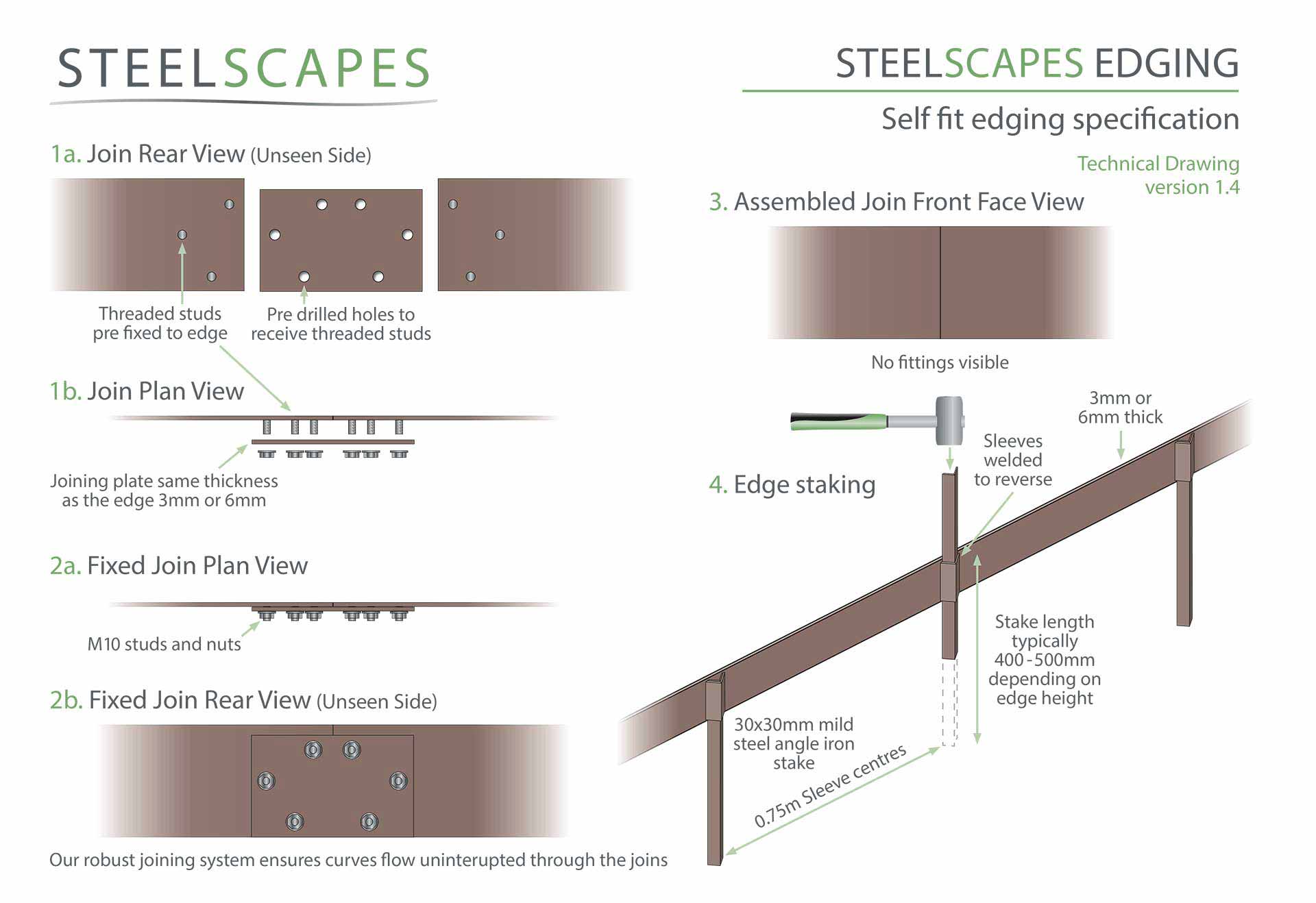 Steel edging self-fit Technical Drawing plan
